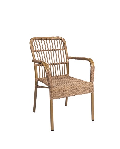 Sillón Madeira de aluminio y médula para hostelería, terrazas y espacios exteriores