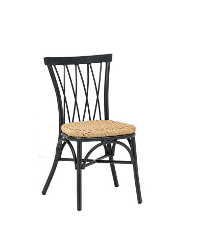 Silla Monet de aluminio y asiento de cuerda para hostelería