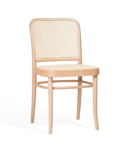 Silla TON 811 de madera de haya con mimbre