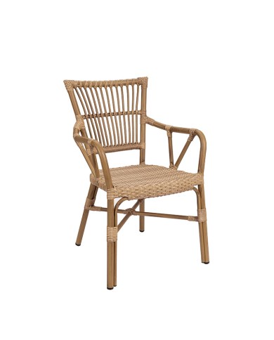 Sillón polinesia en aluminio con médula para hostelería en terraza y jardín.