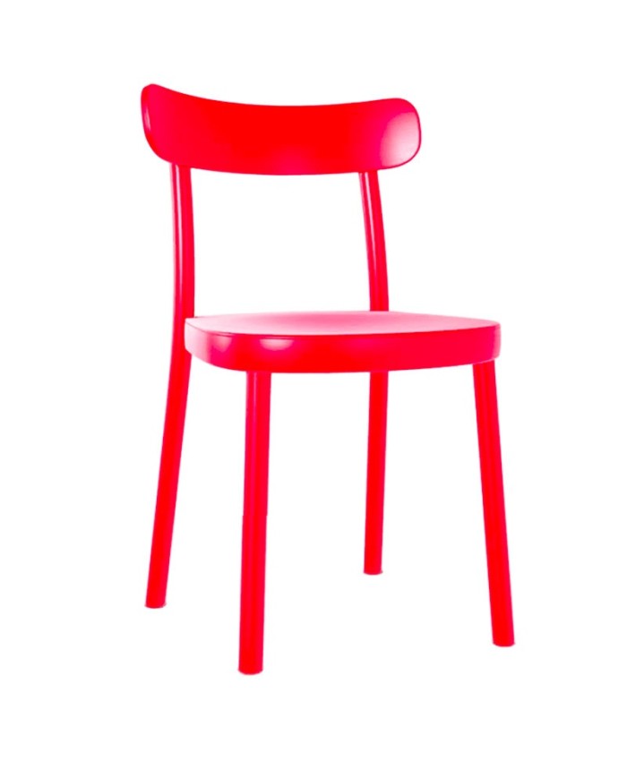 Silla La Zitta de haya con respaldo de madera curvada.