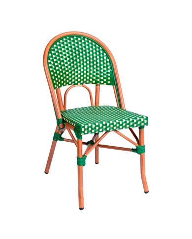 Silla Bistrot de aluminio y médula para hostelería en terraza, jardín y café.