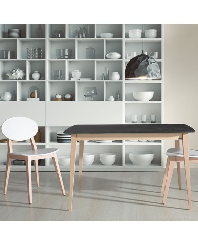 Mesa Cartago Bailén-BHF con estructura de madera y encimera en porcelánico para cocina, salón y comedor