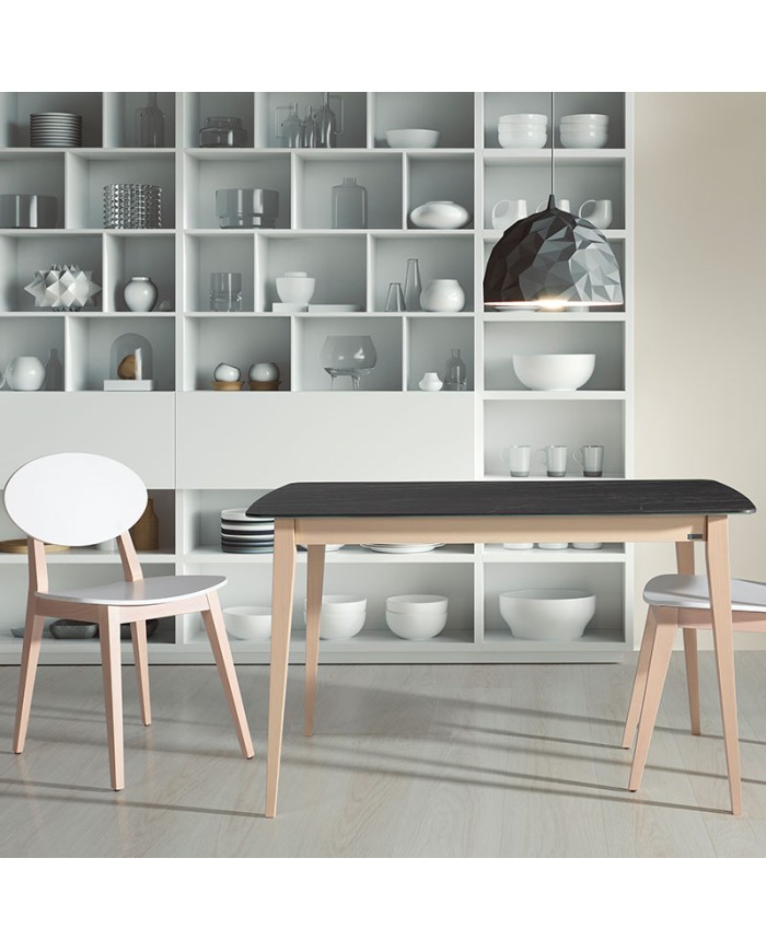 Mesa Cartago Bailén-BHF con estructura de madera y encimera en porcelánico para cocina, salón y comedor