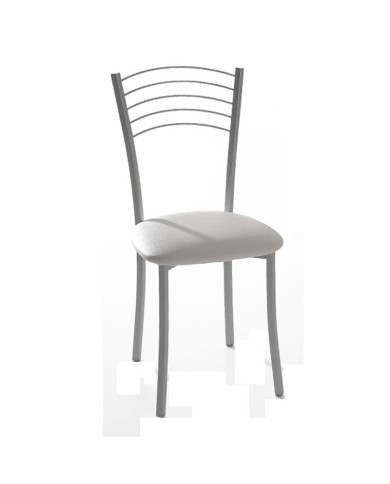 Silla Marta Bailén-BHF con estructura metálica, asiento tapizado y respaldo de varillas para cocina.