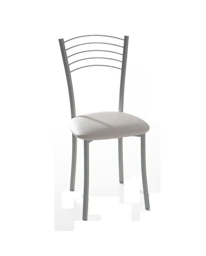 Silla Marta Bailén-BHF con estructura metálica, asiento tapizado y respaldo de varillas para cocina.