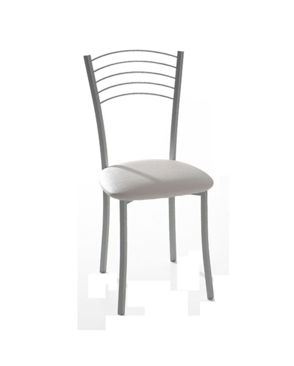 Silla Marta Bailén-BHF con estructura metálica, asiento tapizado y respaldo de varillas para cocina.