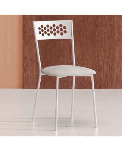 Silla Maya Bailén-BHF con estructura metálica y asiento tapizado para cocina.