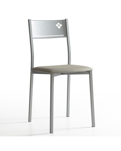 Silla Logo Bailén-BHF con estructura metálica y asiento tapizado para cocina.