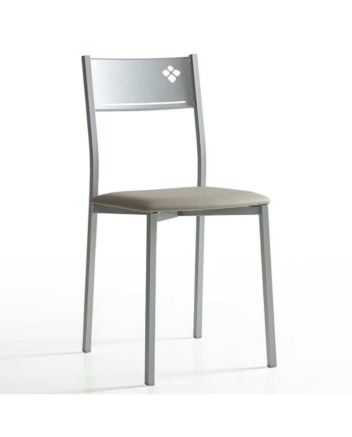 Silla Logo Bailén-BHF con estructura metálica y asiento tapizado para cocina.