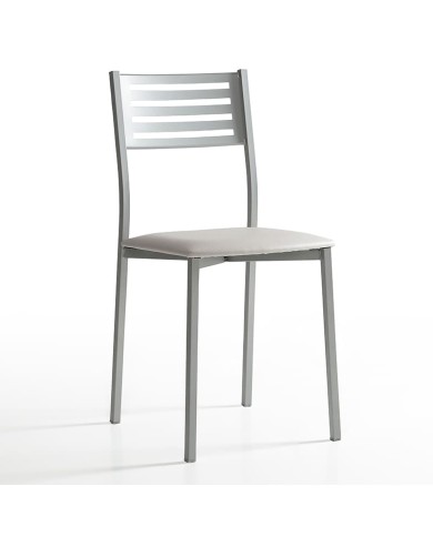 Silla Formentera Bailén-BHF metálica con asiento tapizado para cocina.