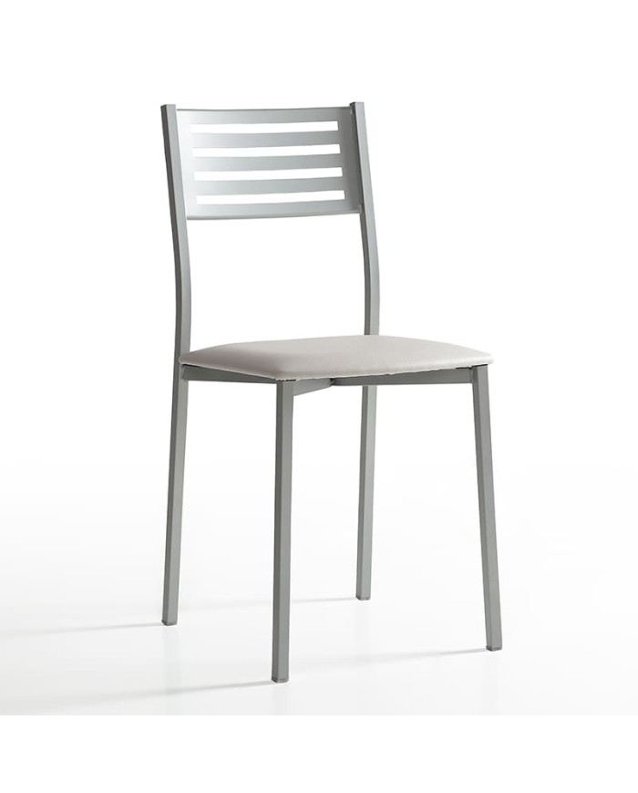 Silla Formentera Bailén-BHF metálica con asiento tapizado para cocina.
