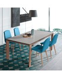 Mesa Neo Bailén-BHF extensible de madera y porcelánico para cocina, salón y comedor