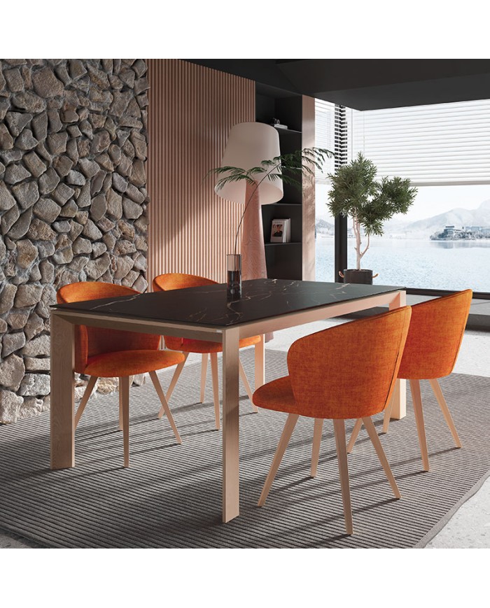 Mesa Neo Bailen-BHF madera con porcelánico para cocina y comedor