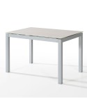 Mesa Tesa Bailén-BHF extensible con estructura metálica y sobre porcelánico para cocina