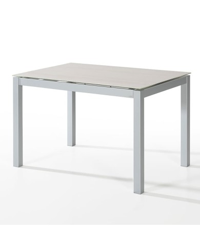 Mesa Tesa Bailén-BHF extensible con estructura metálica y sobre porcelánico para cocina