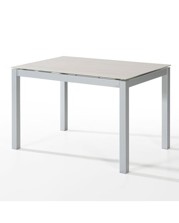 Mesa Tesa Bailén-BHF extensible con estructura metálica y sobre porcelánico para cocina