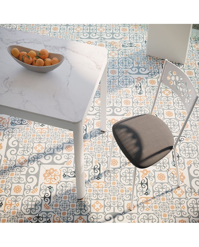 Mesa Tesa Bailén-BHF extensible con patas blancas y sobre porcelánico para cocina