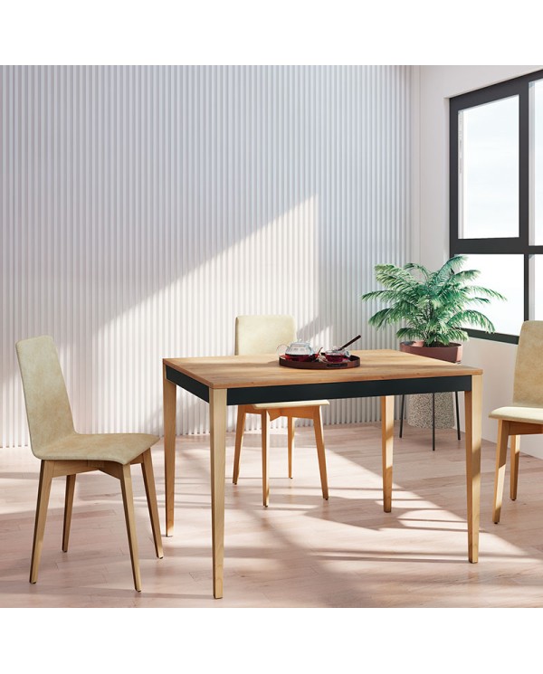 Mesa Tesa Bailén-BHF extensible con patas de madera y sobre en laminado para cocina